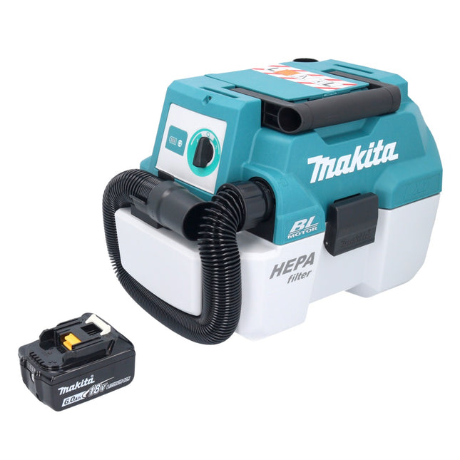 Makita DVC 750 LG1 odkurzacz akumulatorowy LXT 18 V 67 mbar 7,5 l bezszczotkowy + 1x akumulator 6,0 Ah - bez ładowarki
