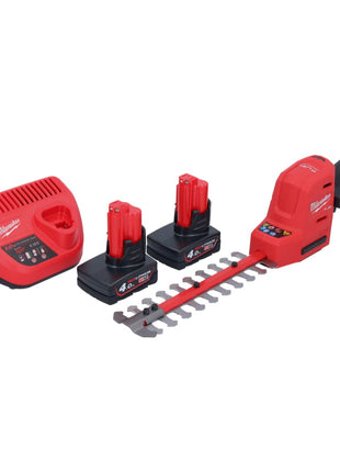 Milwaukee M12 FHT20-402 cortasetos a batería 12 V 20 cm sin escobillas (4933479676) + 2x batería 4,0 Ah + cargador