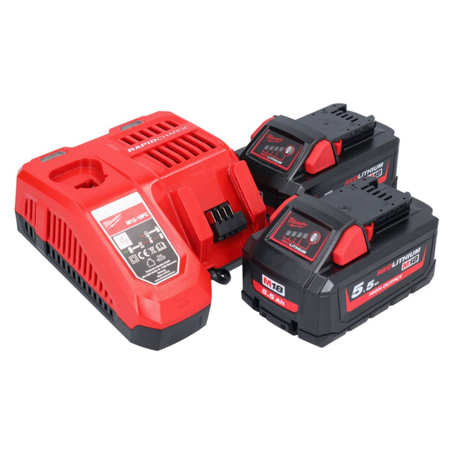 Zestaw startowy Milwaukee M18 NRG-552 High Output 18 V + 2x akumulator 5,5 Ah ( 2x 4932464712 ) + ładowarka M12-18 FC ( 4932451079 )