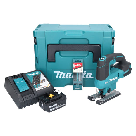 Makita DJV 184 RF1J Akku Stichsäge 18 V Brushless + 1x Akku 3,0 Ah + Ladegerät + 5 tlg. Stichsägeblatt Set + Makpac - Toolbrothers