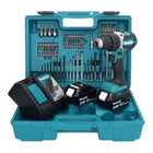 Makita DDF 484 RTX1 perceuse-visseuse sans fil 18 V 54 Nm + 2x batteries 5,0 Ah + chargeur + jeu d'accessoires 74 pièces + mallette