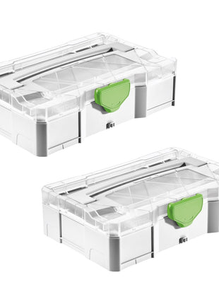 Festool T-LOC SYS MINI 1 TL TRA MINI Systainer 2 Stk. ( 2x 203813 ) Kleinteile Koffer transparenter Deckel koppelbar mit SYS-MINI 1 und 3 TL - Toolbrothers