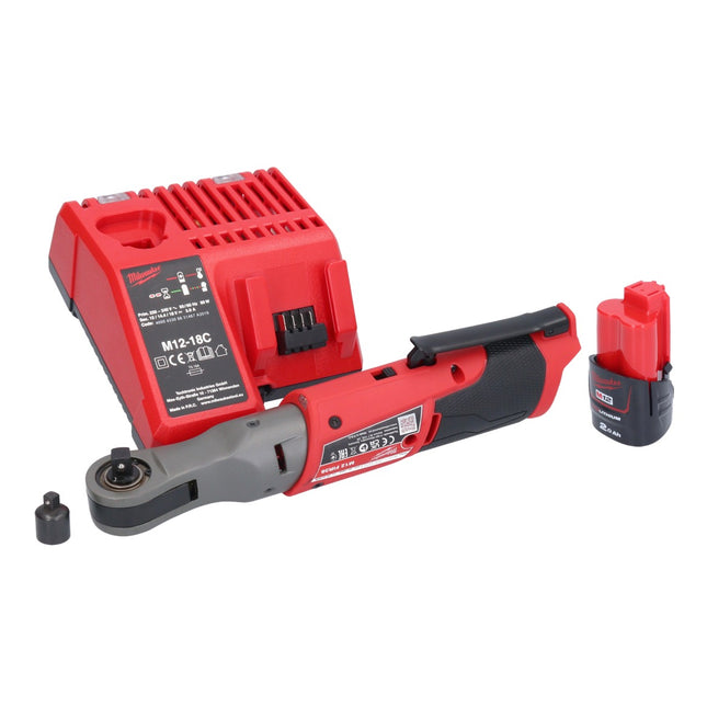 Milwaukee M12 FIR38-201 grzechotka akumulatorowa 12 V 75 Nm 3/8" 1/4" + 1x akumulator 2,0 Ah + ładowarka