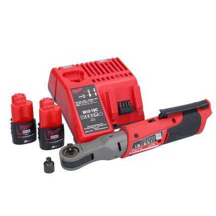 Milwaukee M12 FIR38-302 Grzechotka akumulatorowa 12 V 75 Nm 3/8" 1/4" + 2x akumulator 3,0 Ah + ładowarka