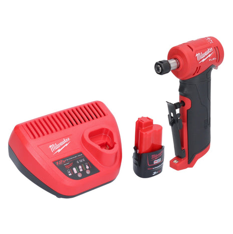 Milwaukee M12 FDGA-301 Szlifierka prosta kątowa 12 V 6/8 mm bezszczotkowa + 1x akumulator 3,0 Ah + ładowarka