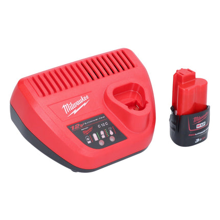 Milwaukee M12 FDGA-301 Szlifierka prosta kątowa 12 V 6/8 mm bezszczotkowa + 1x akumulator 3,0 Ah + ładowarka