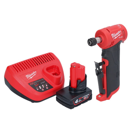 Milwaukee M12 FDGA-401 Szlifierka prosta kątowa 12 V 6/8 mm bezszczotkowa + 1x akumulator 4,0 Ah + ładowarka