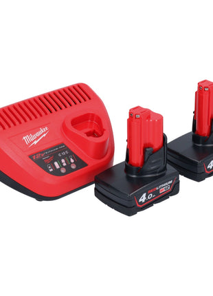 Milwaukee M12 FDGA-402 Szlifierka prosta kątowa 12 V 6/8 mm bezszczotkowa + 2x akumulator 4,0 Ah + ładowarka