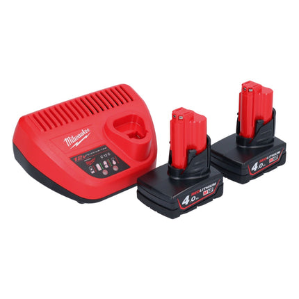 Milwaukee M12 FDGA-402 Szlifierka prosta kątowa 12 V 6/8 mm bezszczotkowa + 2x akumulator 4,0 Ah + ładowarka