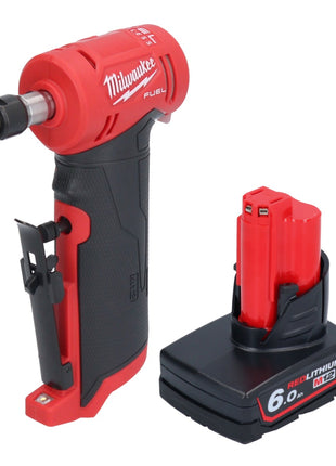 Milwaukee M12 FDGA-601 Geradschleifer abgewinkelt 12 V 6 / 8 mm Brushless + 1x Akku 6,0 Ah - ohne Ladegerät