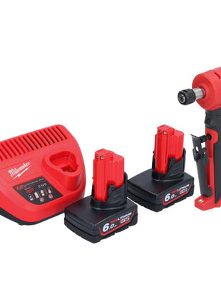 Milwaukee M12 FDGA-602 Szlifierka prosta kątowa 12 V 6/8 mm bezszczotkowa + 2x akumulator 6,0 Ah + ładowarka