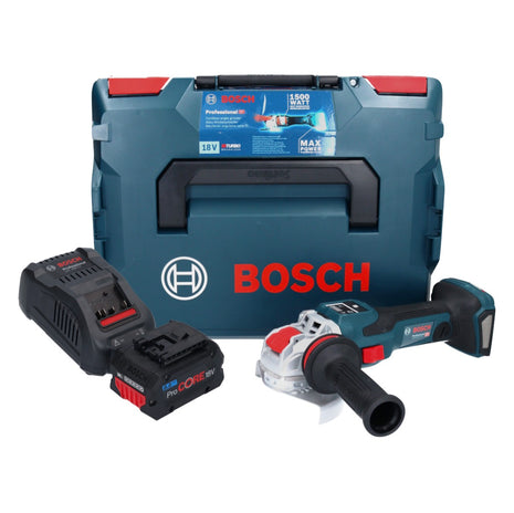 Bosch GWX 18V-15 SC Professional Akku Winkelschleifer 18 V 125 mm BITURBO X-LOCK + 1x ProCORE Akku 8,0 Ah + Ladegerät + L-BOXX