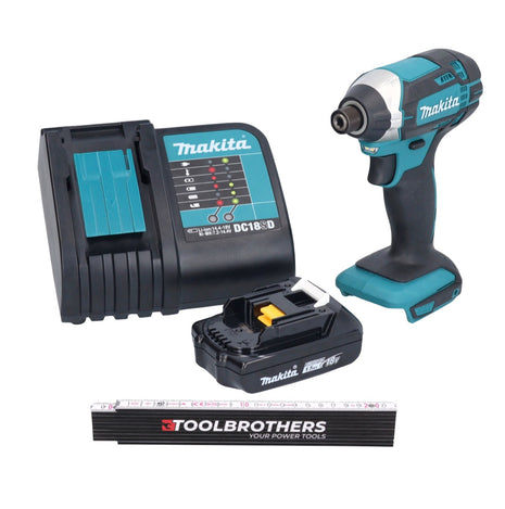 Metro plegable Toolbrothers + llave de impacto a batería DTD 152 SY1 18 V 165 Nm 1/4" + 1x batería 1,5 Ah + cargador