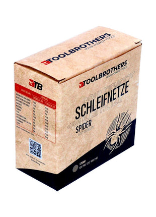 Toolbrothers SPIDER Schleifset Netzschleifmittel 2 Packungen 80x Schleifnetze 125mm Klett je 20x P80 / P120 / P180 / 240 für Hartholz, Weichholz, Lack, Stein, Stahl, Aluminium, Furnier - Toolbrothers