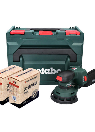 Metabo SXA 18 LTX 125 BL Akku Exzenterschleifer 18 V 125 mm ( 600146840 ) Brushless + 2x Toolbrothers SPIDER Netzschleifmittel Set + metaBOX - ohne Akku, ohne Ladegerät