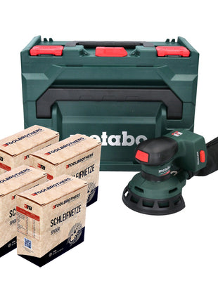 Metabo SXA 18 LTX 125 BL Ponceuse orbitale sans fil 18 V 125 mm (600146840) sans balais + 4x Set d'abrasifs filet Toolbrothers SPIDER + metaBOX - sans batterie, sans chargeur