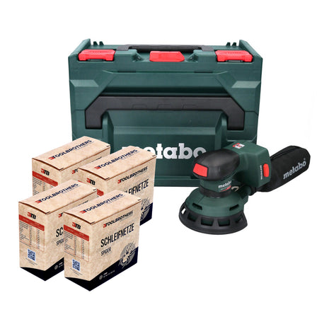 Metabo SXA 18 LTX 125 BL akumulatorowa szlifierka oscylacyjna 18 V 125 mm ( 600146840 ) bezszczotkowa + 4x zestaw ścierny sieciowy Toolbrothers SPIDER + metaBOX - bez akumulatora, bez ładowarki