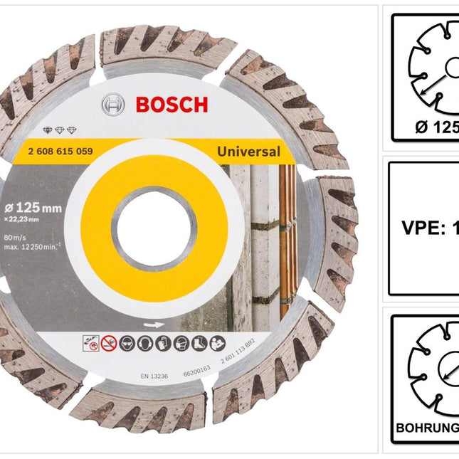 Bosch Standard dla uniwersalnej diamentowej tarczy tnącej 125 x 22,23 mm 10 szt. ( 2608615060 ) do betonu, stali-betonu, cegły, wapna i piaskowca