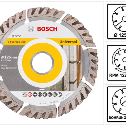 Bosch Standard do uniwersalnej diamentowej tarczy tnącej 125 x 22,23 mm ( 2608615059 ) do betonu, stali i betonu, cegły, wapna i piaskowca