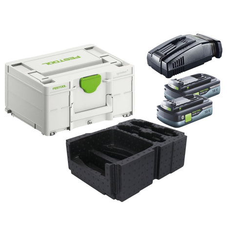 Festool Energie Set 2x BP 18 Li 4,0Ah HPC-ASI Akkupack 18V 4,0Ah HighPower ( 2x 205034 ) + SCA 16 Schnellladegerät 10,8 V - 18 V ( 576953 ) + Systainer - Toolbrothers