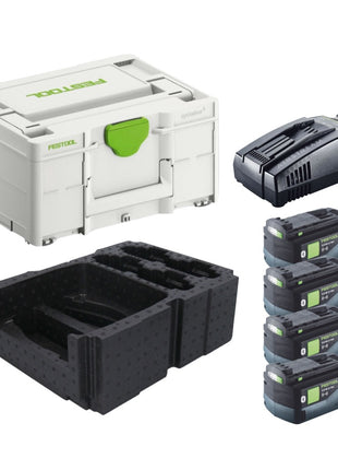 Festool Energie Set 4x BP 18 Li 5,0 ASI EU Akkupack 18 V 5,0 Ah ( 4x 577660 ) + SCA 16 Schnellladegerät 10,8 V - 18 V ( 576953 ) + Systainer - Toolbrothers