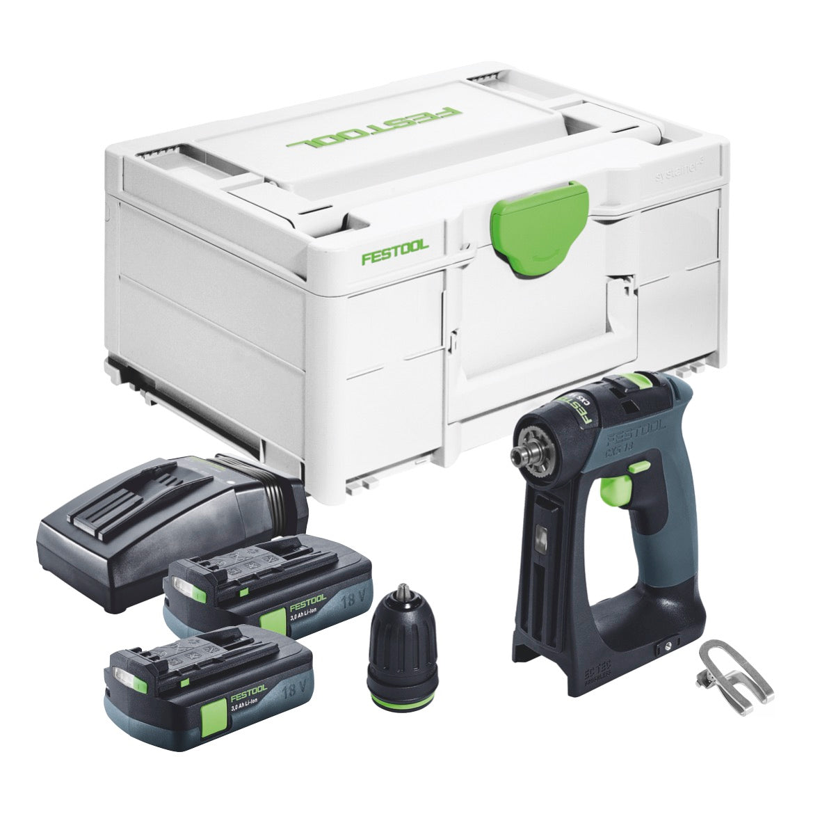 Akumulatorowa wiertarko-wkrętarka Festool CXS 18 18 V 40 Nm bezszczotkowa + 2x akumulator 3,0 Ah + ładowarka + systainer