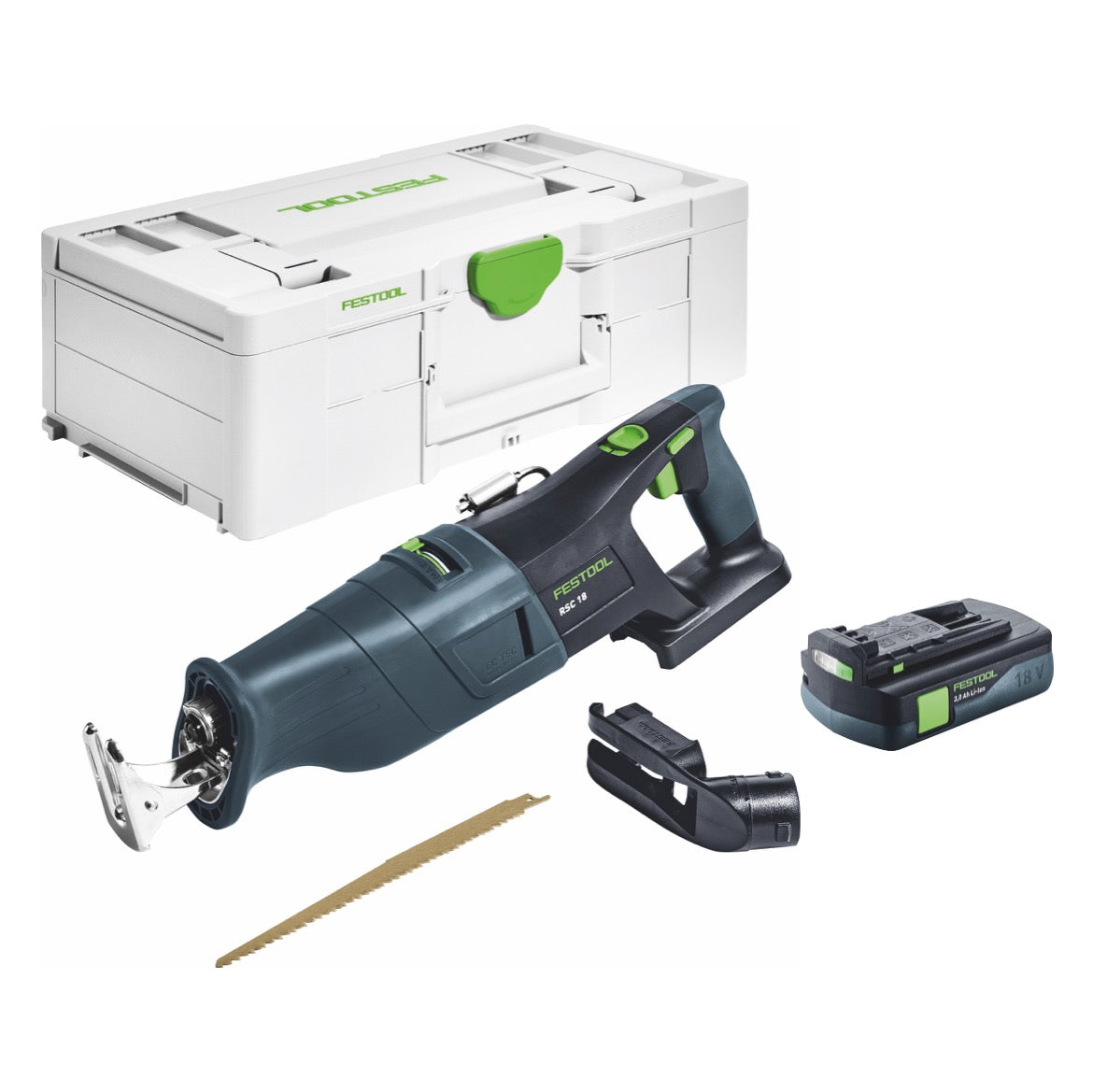 Festool RSC 18 EB-Basic akumulatorowa pilarka szablasta 18 V bezszczotkowa + 1x akumulator 3,0 Ah + Systainer - bez ładowarki