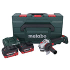 Metabo WB 18 LTX BL 15-125 Quick akumulatorowa szlifierka kątowa 18 V 125 mm bezszczotkowa + 2x akumulator 10,0 Ah + ładowarka + metaBOX