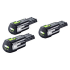 Festool Akku Set 3x BP 18 Li 3,0 Ergo I Akku 18 V 3,0 Ah / 3000 mAh Li-Ion ( 3x 577704 ) mit Ladestandanzeige - Toolbrothers