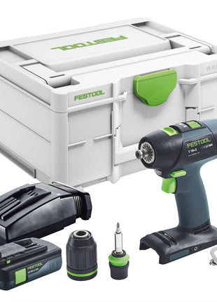 Festool T 18+3 Basic Akku Bohrschrauber 18 V 50 Nm Brushless + 1x Akku 3,0 Ah + Ladegerät + Systainer - Toolbrothers