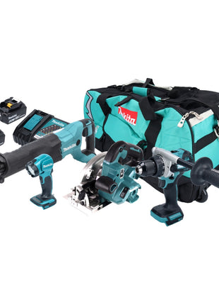 Makita DLX 5085 TX1 Akku Kombo Kit 18 V DHP 486 + DHS 661 + DJR 186 + DEADML 815 + 2x Akku 5,0 Ah + Ladegerät + Tasche