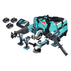 Kit combinado de baterías Makita DLX 6046 18 V DGA 452 + DHP 458 + DJR 186 + DML 802 + DSS 610 + DTD 152 + 3x baterías 3.0 Ah + cargador + bolsa