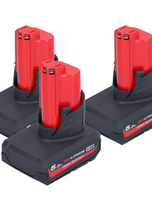 Milwaukee Akku Set 3x M12 HB5 High Output 12 V 5,0 Ah / 5000 mAh Li-Ion Akku ( 3x 4932480165 ) - Toolbrothers