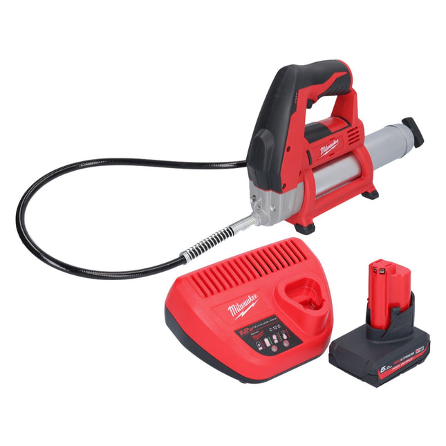 Smarownica akumulatorowa Milwaukee M12 GG-501 12 V 562 bar + 1x akumulator 5,0 Ah + ładowarka