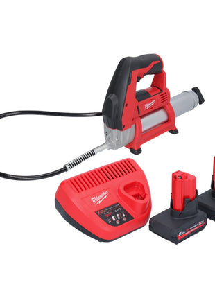 Milwaukee M12 GG-502 Akku Fettpresse 12 V 562 bar + 2x Akku 5,0 Ah + Ladegerät