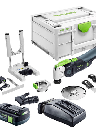 Festool VECTURO OSC 18 E-Basic Set Akku Oszillierer 18 V Starlock Max Brushless + 1x Akku 3,0 Ah + Ladegerät + 7 tlg. Zubehör Set + Systainer - Toolbrothers