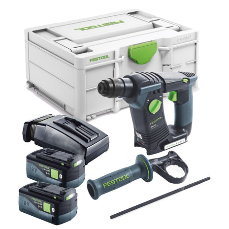 Festool BHC 18-Basic Akku Bohrhammer 18 V 1,8 J SDS Plus Brushless + 2x Akku 5,0 Ah + Ladegerät + Systainer - Toolbrothers