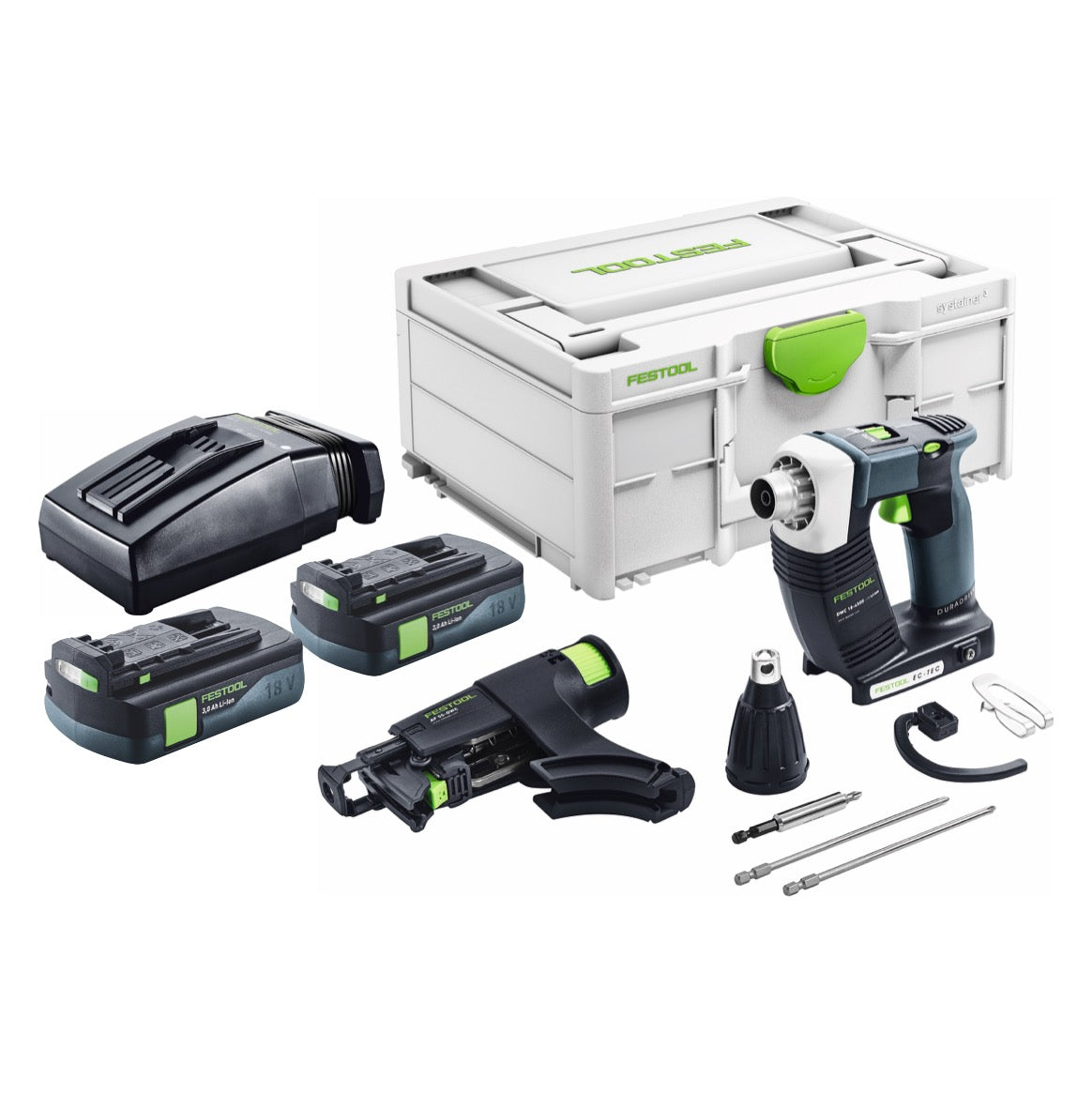 Festool DURADRIVE DWC 18-4500 Basic akumulatorowa wkrętarka budowlana 18 V 14 Nm bezszczotkowa + 2x akumulator 3,0 Ah + ładowarka + systainer