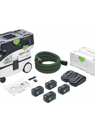 Festool CTLC MINI I-Plus Akku Absaugmobil 36 V ( 2x 18 V ) Staubkl. L ( 577670 ) + 4x Akku 5,0 Ah + Doppelladegerät + Systainer - Nachfolger von 577149 - Toolbrothers