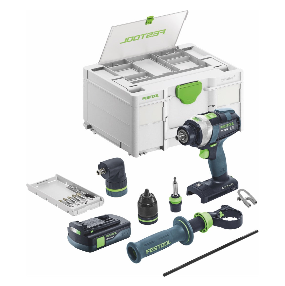 Festool TPC 18/4 I-Basic-Set akumulatorowa wiertarko-wkrętarka udarowa 18 V 75 Nm bezszczotkowa + 1x akumulator 3,0 Ah + ładowarka - bez ładowarki