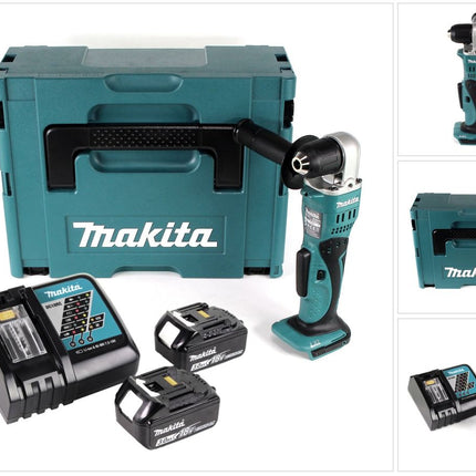 Makita BDA 351 RFJ Akku Winkelbohrmaschine 18 V 13,5Nm + 2x Akku 3,0Ah + Ladegerät + Makpac - Toolbrothers