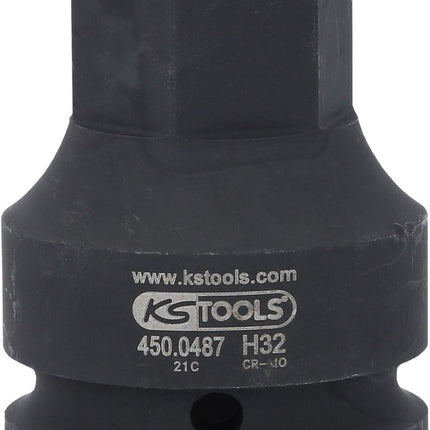 KS TOOLS 1" Kraft-Bit-Stecknuss Innensechskant, kurz, 32 mm ( 450.0487 ) - Toolbrothers