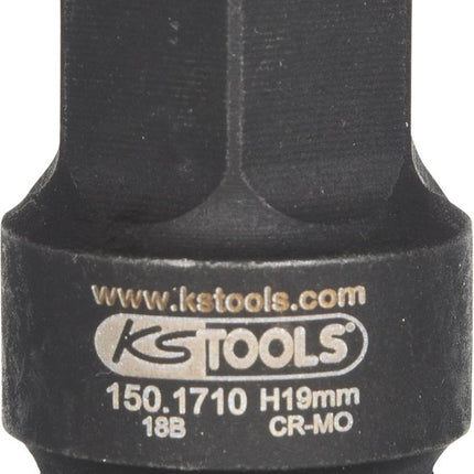 KS TOOLS 1/2" Kraft-Bit-Stecknuss, Innensechskant, 19mm ( 150.1710 ) - Toolbrothers