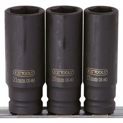 KS TOOLS 1/2" Sechskant-Kraft-Stecknuss-Satz, lang, 3-tlg ( 515.0103 ) - Toolbrothers
