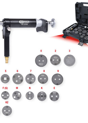 KS TOOLS Druckluftspindel-Bremskolbenwerkzeug-Satz, 18-tlg ( 150.2000 ) - Toolbrothers