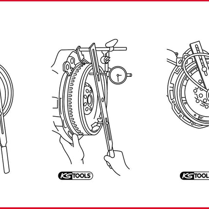 KS TOOLS Zweimassenschwungrad Prüfwerkzeug mit Winkelgradscheibe und Messuhr ( 150.2425 ) - Toolbrothers