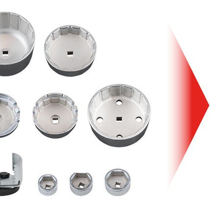 KS TOOLS Öldienstschlüssel-Satz für Ölfilter- und Filtergehäusedeckel, 9-tlg ( 150.9210 ) - Toolbrothers