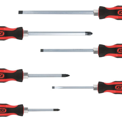 KS TOOLS ERGOTORQUEmax Schlagkappen-Schraubendreher-Satz, 6-tlg Schlitz, PZ ( 151.1165 ) - Toolbrothers