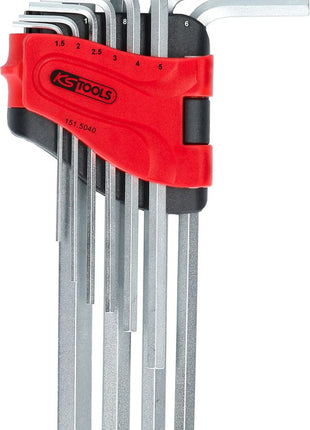 KS TOOLS Innensechskant-Winkelstiftschlüssel-Satz, lang, 10-tlg ( 151.5040 ) - Toolbrothers