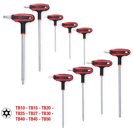 KS TOOLS T-Griff-Schlüssel-Satz, Torx mit Bohrung,9-tlgTB10-TB50 ( 151.8160 ) - Toolbrothers